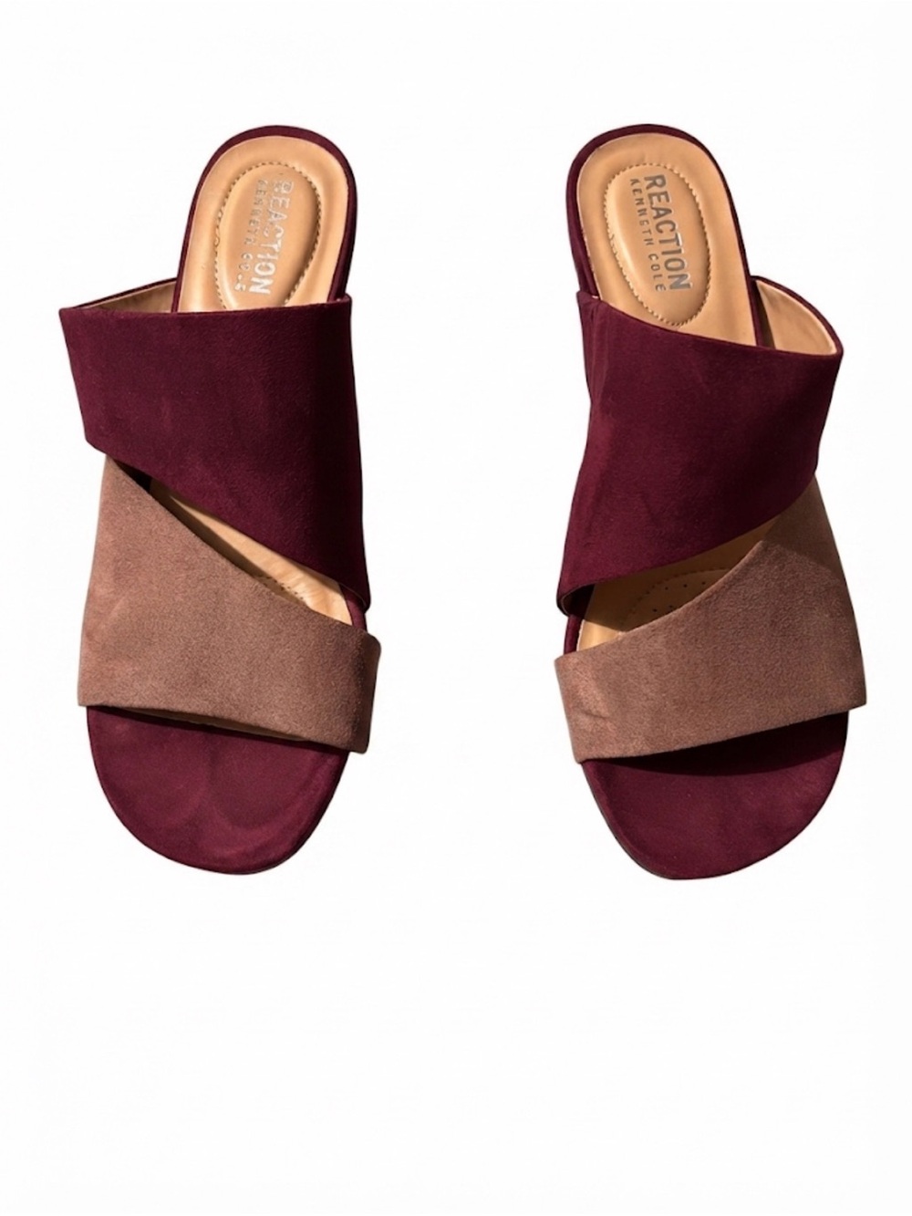 Kenneth Cole Reaction Two-Tone Burgundy Slide Mules